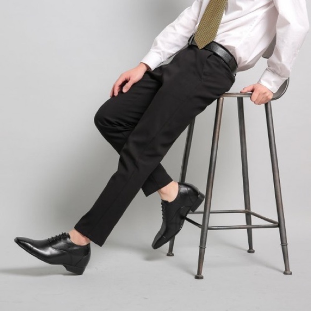Chamaripa Formal Dress Men’s Derby Oxford Elevator Elegant Shoes Black Size 42
